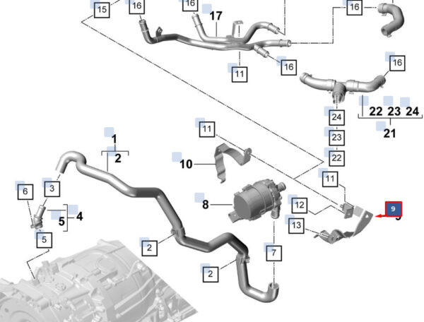 PAB121240A - Porsche Cayenne 9y0 Auxiliary Water Pump Mount PAB121240A NEW GENUINE