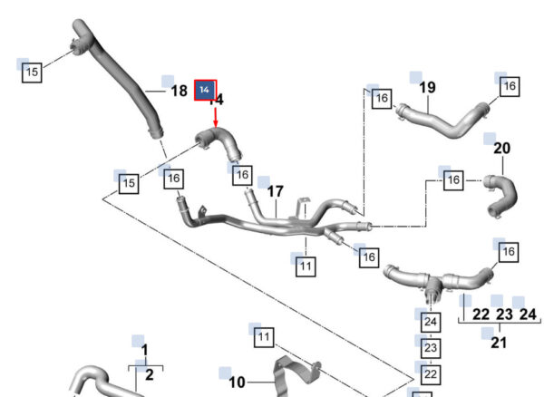 PAB145564 - Porsche Cayenne 9y0 coolant hose line PAB145564 NEW original