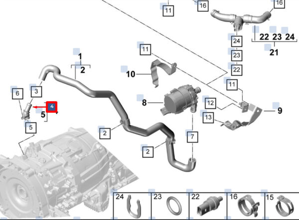 PAB901623 - Porsche Cayenne 9y0 Coolant Hose Connector PAB901623 NEW Original