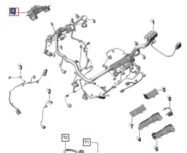 PAB97182200 - Porsche Cayenne 9y0 Right Engine Cable Routing PAB97182200 NEW GENUINE