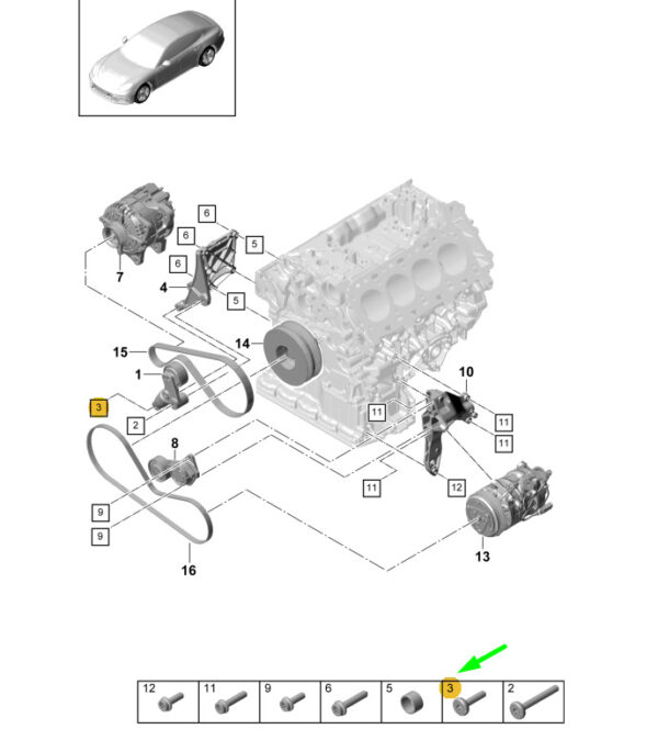 PAF008362 - Porsche Panamera 971 Belt Clamper Damper Screw PAF008362 NEW GENUINE