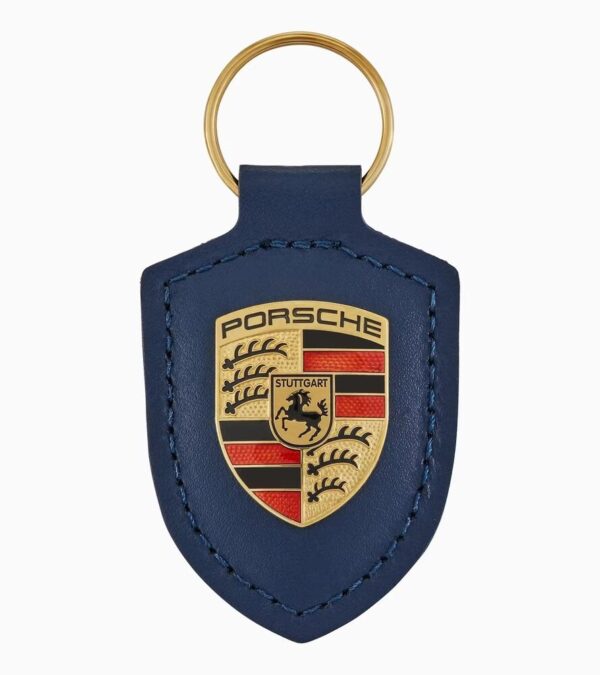 WAP0500950E - Porsche Blue Crest Genuine Leather Chain Keychain WAP0500950E