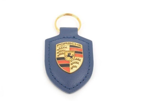 WAP0500950E - Porsche Blue Crest Genuine Leather Chain Keychain WAP0500950E