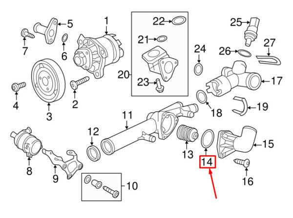 WHT000863 - New Porsche Cayenne 92A Thermostat Gasket O-Ring WHT000863 Genuine