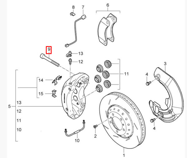 WHT004572 - New Porsche Cayenne 92A Front Brake Caliper Bolt WHT004572 Genuine