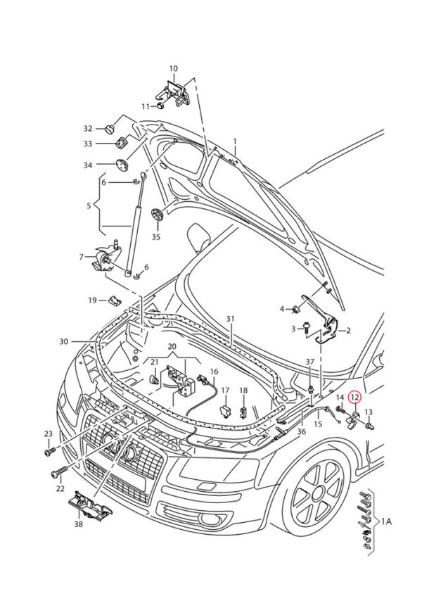 1H282353301C - New Genuine VW AUDI A3 TT POLO Bonnet Release Handle Black RHD 1H282353301C OEM