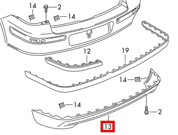 1J6807521CB41 - Volkswagen GOLF MK4 GTI Rear Bumper Spoiler Lip Original 1J6807521CB41