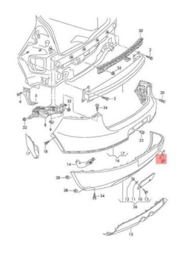 1K6807441B9B9 - VW Mk5 Golf rear bumper GTI towing eye cover original 1K68