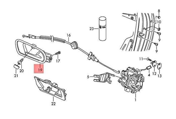 1Q1837113EVCZ - OEM VW Eos Scirocco 137 138 1F Inner Actuator Titan Black 1Q1837113EVCZ