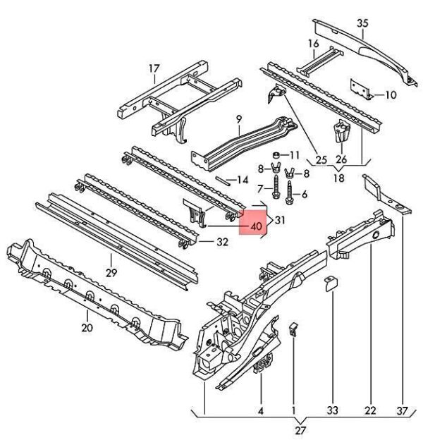 2K0804717 - OEM Bracket For Spare Wheel VW Caddy 2K0804717