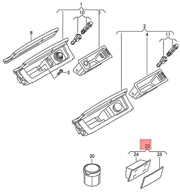 3AA8579624A1 - OEM VW Passat 4Motion Variant Ashtray With Housing Brown 3AA8579624A1