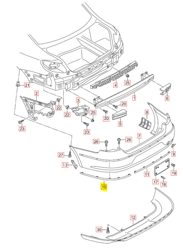 3C8853841GRU - NEW VOLKSWAGEN CC REAR BUMPER PRIMED LEFT MOLDING TRIM 3C8853841GRU