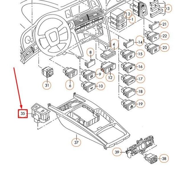 4F1905217CVUV - Audi A6 4F C6 Genuine Engine Stop Switch 4F1905217CVUV