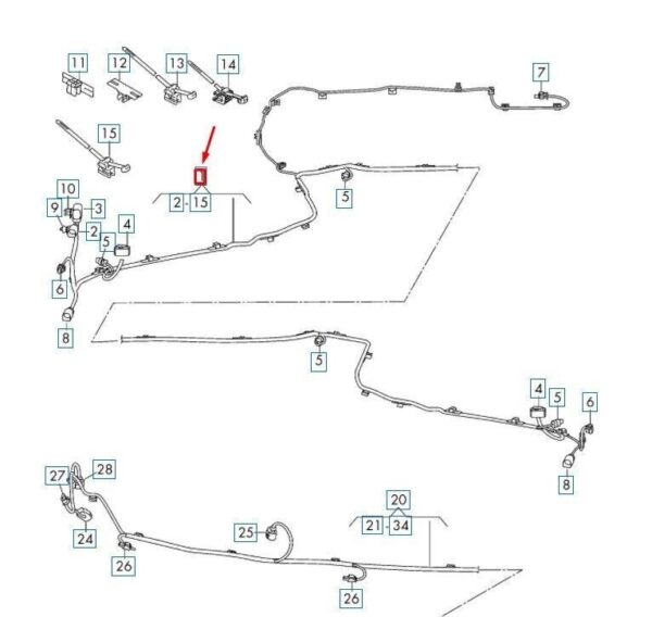 4M0971095AF - Audi Q7 4M front bumper parking aid wiring set 4m0971095af or