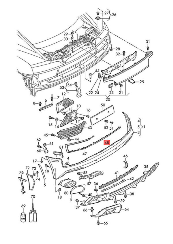 4S0807578Y9B - OEM AUDI R8 4S3 4S9 4SP 4SR Strip 4S0807578Y9B