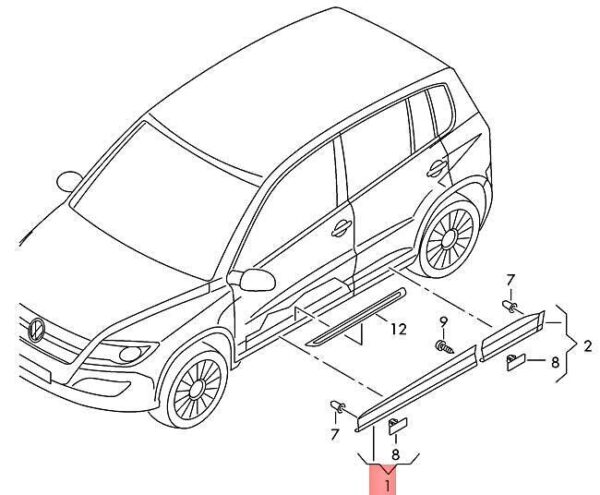 5N0854940A9B9 - OEM VW Tiguan Door Cover 5N0854940A9B9