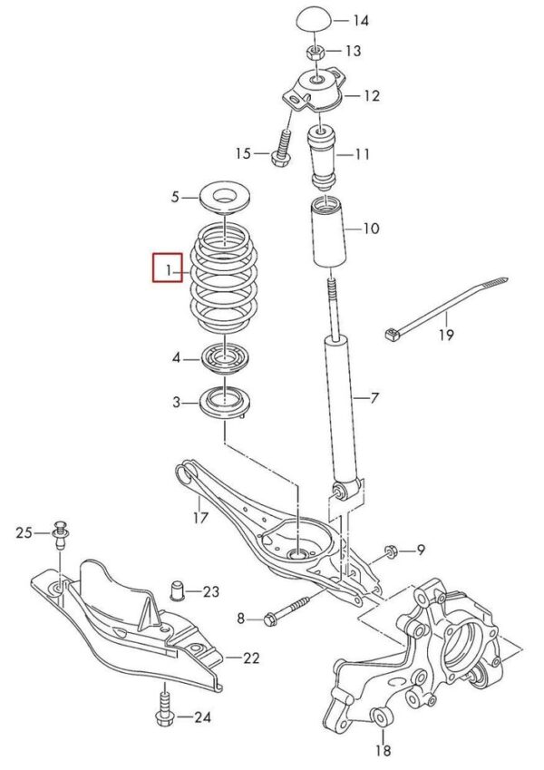 5Q0511115HM - VW ŠKODA SEAT PERFORMANCE PACK ORIGINAL REAR HELICAL SPRING 5Q05115HM