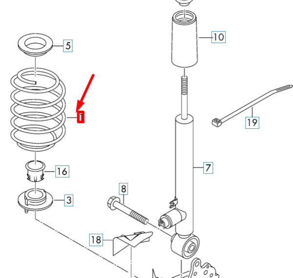 5Q0511121AC - NEW VW ŠKODA SEAT GOLF R32 GTI RABBIT SPORTS VAN SCREW SPRING 5Q0511121AC