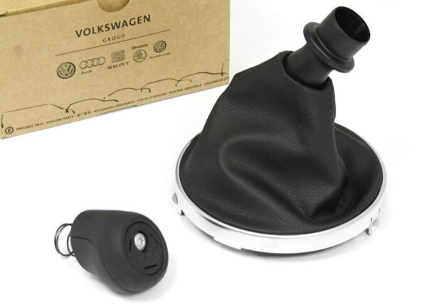 7E0711113CA0U - Black Leather Vag Shift Knob For Volkswagen T5 7E 7H 2010-2015 Genuine 7E0711