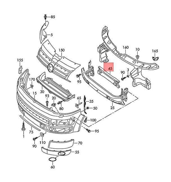 7E0807551A - OEM Foam Filler Piece Front Center VW 7E0807551A