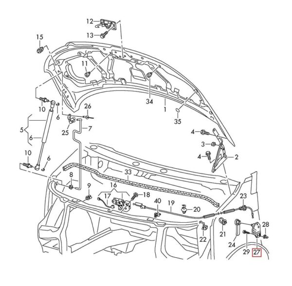 7H1823633B - VW Transporter 03-16 Original Hood Left Bracket 7H1823633B