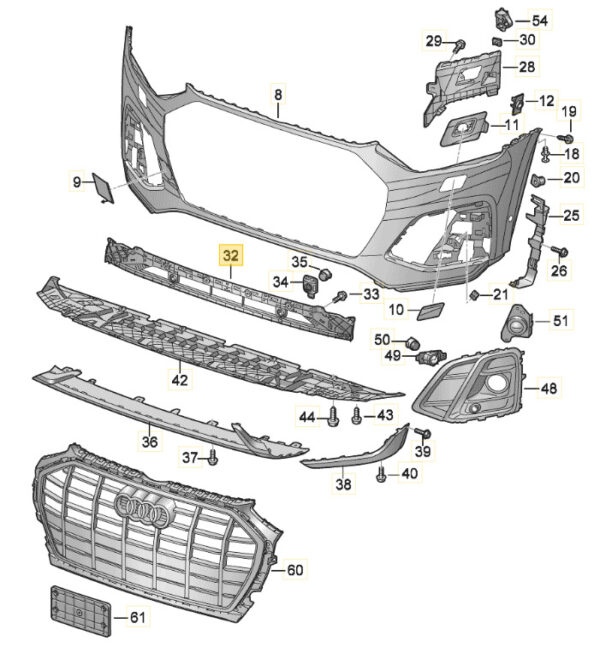 80A807647H9B9 - Audi SQ5 2023 Original Grille 80A807647H9B9