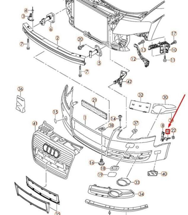 8E0807893 - Audi A4 B7 VW Original Pin Fixing Bolt 8E0807893