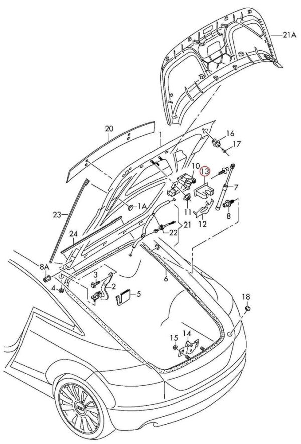 8J0827520 - Audi TT MK2 07-14 trunk lid lock cover cap po