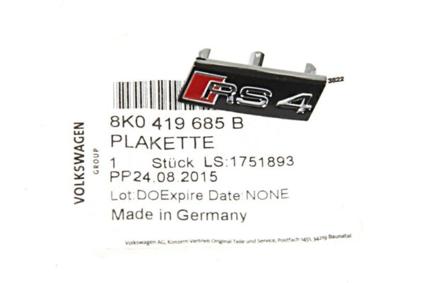 8K0419685B - Audi RS4/Avant Quattro GT TSI Badge Original 8K0419685B