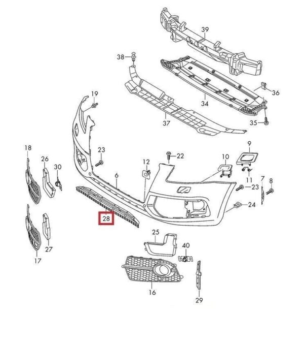 8R0807647B01C - 2015 Audi Q5 8R Front Bumper Lower Grille Genuine 8R0807647B01C