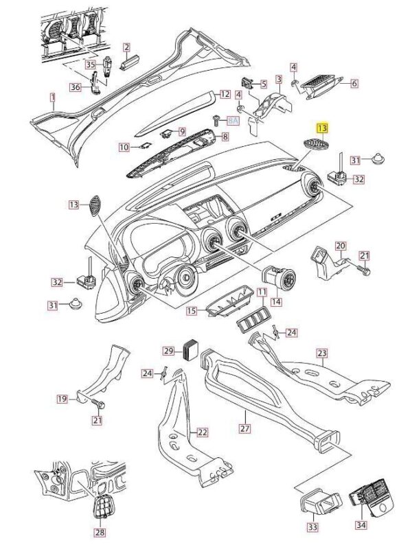 8V18197946PS - Audi A3 Cabriolet S3 Sportback Lim. Four. Original air vent 8V181979