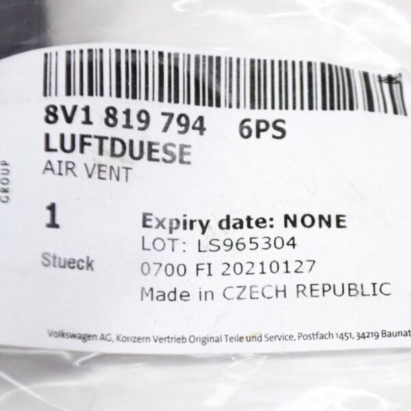 8V18197946PS - Audi A3 Cabriolet S3 Sportback Lim. Four. Original air vent 8V181979