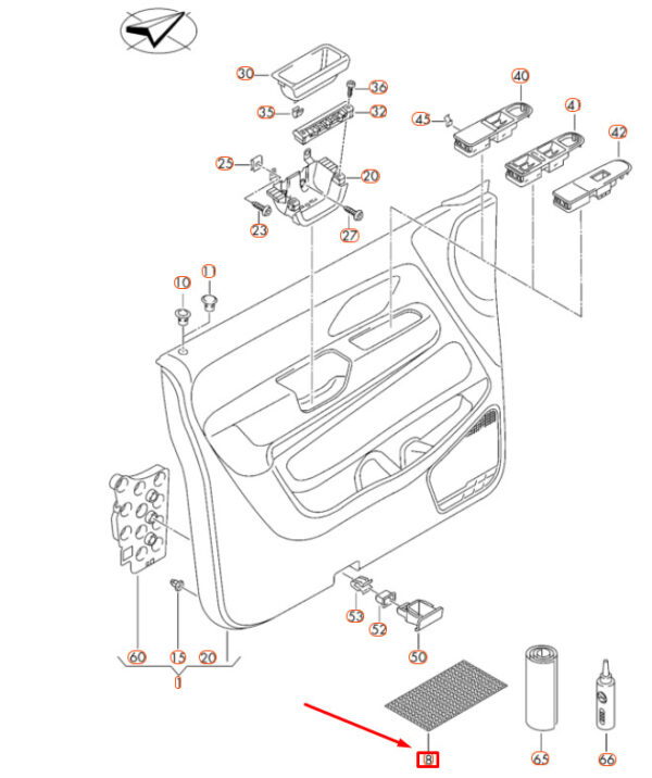 000867098 - NEW VOLKSWAGEN AMAROK FRONT DOOR TRIM ANTISLIP MAT 000867098 ORIGINAL