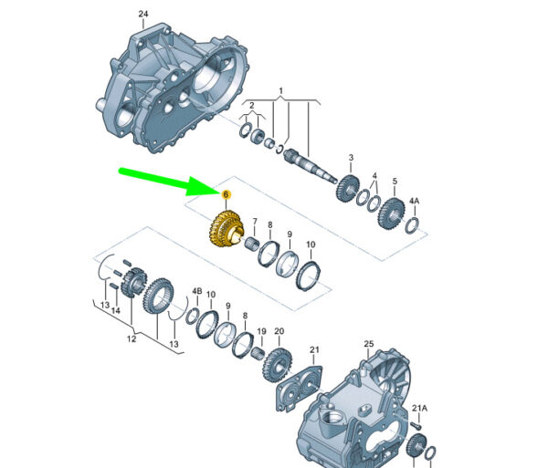 02T311261AB - NEW VOLKSWAGEN GOLF MK4 CHANGE GEAR 2. SPEED GEAR 02T311261AB ORIGINAL