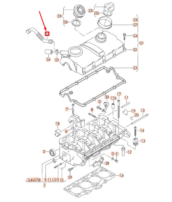 038103493AN - NEW VOLKSWAGEN BEETLE 9C PCV VENTILATION HOSE 038103493AN
