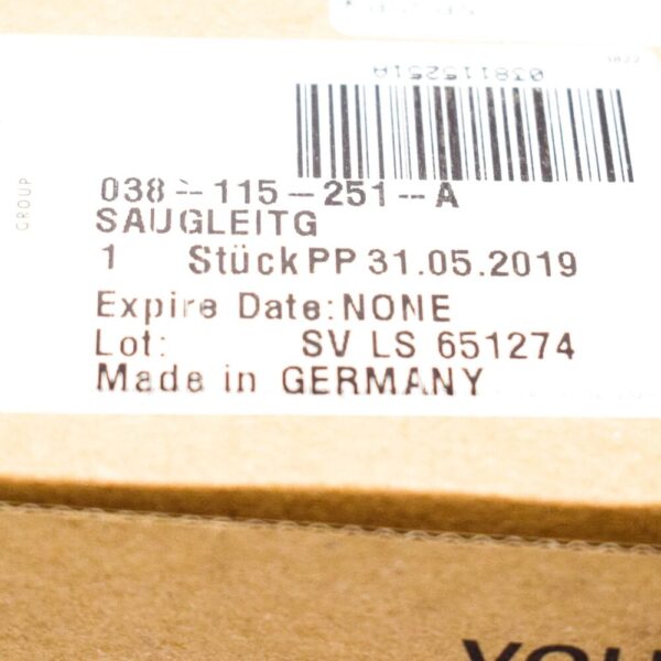 038115251A - Volkswagen Transporter T5 Suction Line 038115251A New Genuine