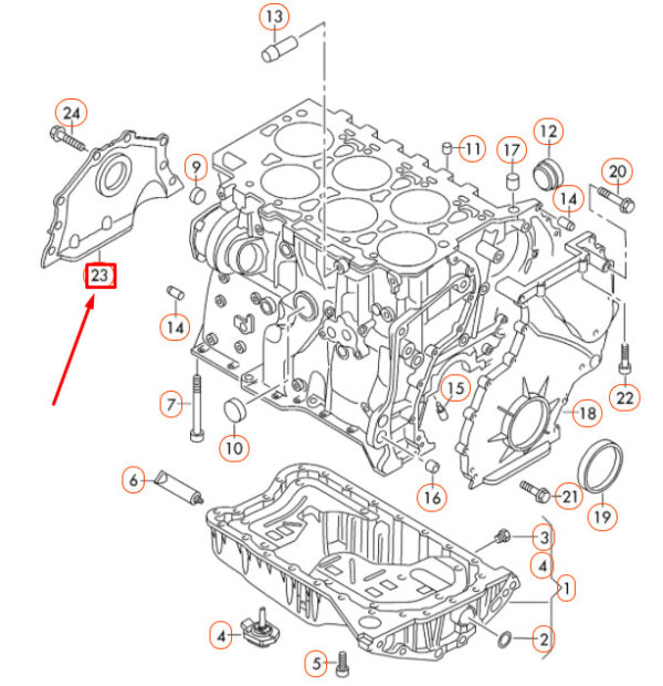 03H103151B - NEW VOLKSWAGEN CC FRONT CRANKSHAFT SEALING FLANGES 03H103151B ORIGINAL