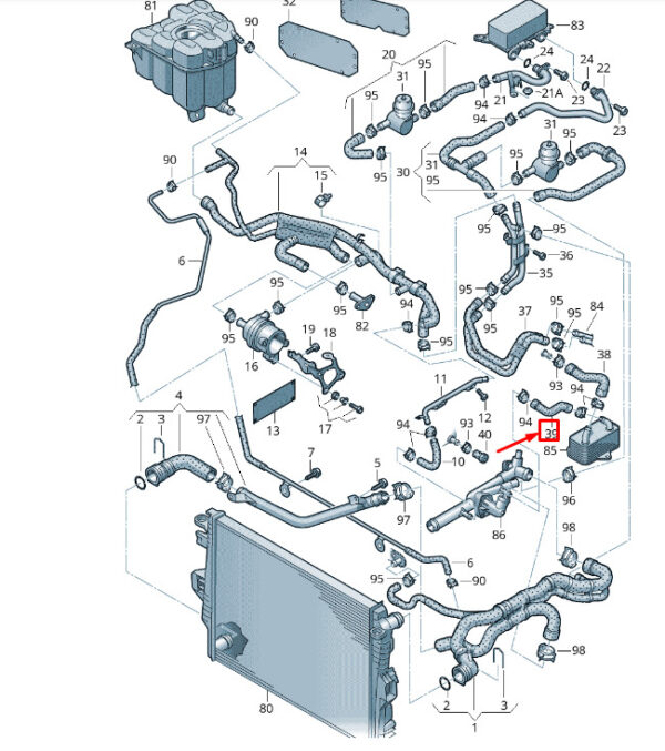 03H121096D - NEW VW TOUAREG 7P MK2 COOLING HOSE 03H121096D ORIGINAL