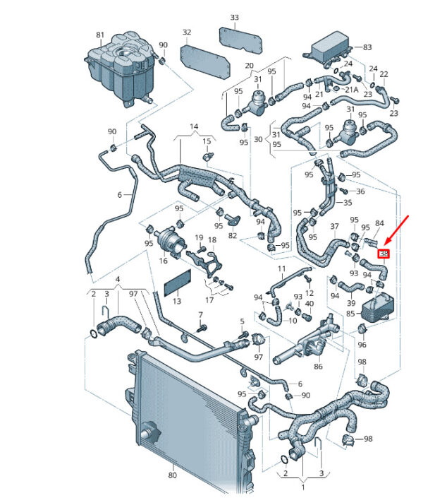 03H121096E - NEW VW TOUAREG 7P MK2 COOLING HOSE 03H121096E ORIGINAL