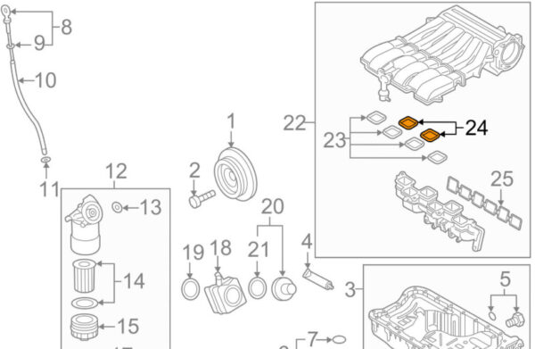 03H133237J - VW TOUAREG 7P5 intake manifold gasket 3.6 V6 FSI 03H133237J NEW REAL