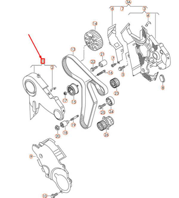03L109107D - Volkswagen BEETLE A5 upper timing belt protection 03L109107D NEW REAL