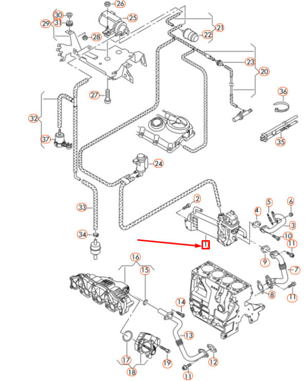 03L131512DS - OEM VOLKSWAGEN TRANSPORTER T5 EXHAUST RECUPERATION COOLER 03L131512DS GENUINE