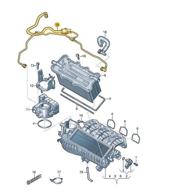 04C133352S - VOLKSWAGEN CADDY MK3 CONNECTING PIPE WITH AKF VALVE 04C133352S NEW GENUINE