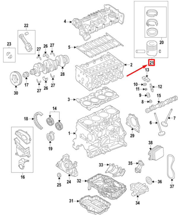 04E107065JF - New VOLKSWAGEN ARTEON 3H7 Piston 04E107065JF