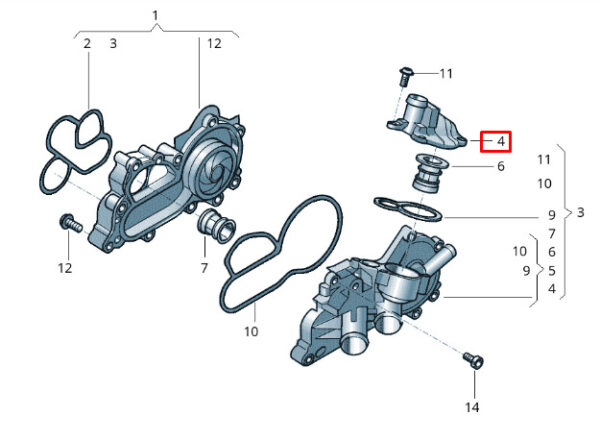 04E121121H - NEW VOLKSWAGEN T-CROSS C11 THERMOSTAT COVER 04E121121H