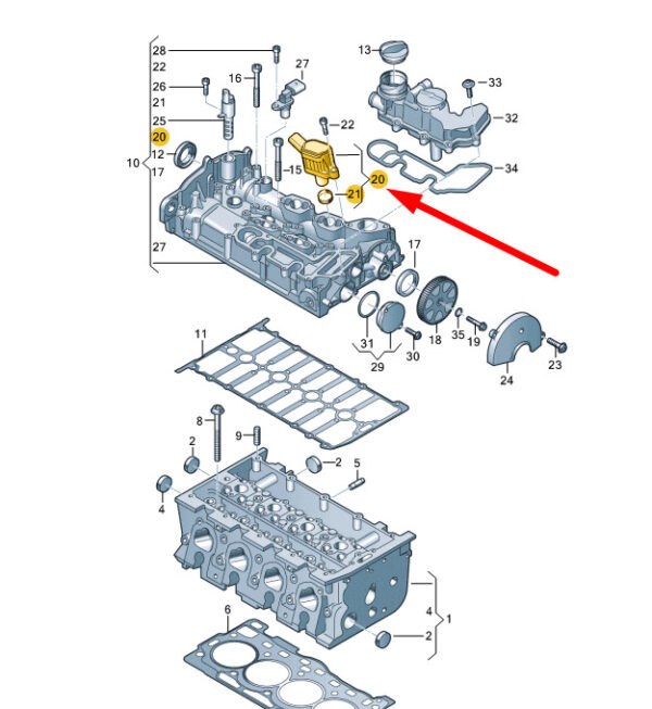 04E906048A - NEW VOLKSWAGEN ARTEON 3H7 CYLINDER HEAD SOLENOID VALVE 04E906048A ORIGINAL