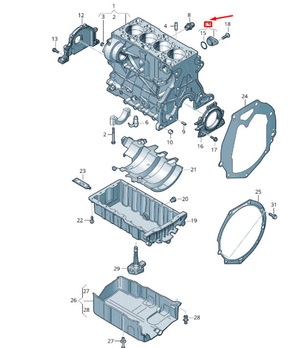 04L103111 - NEW VW TRANSPORTER VI T6 CRANKCASE END CAP 04L103111 ORIGINAL