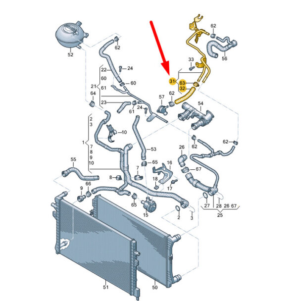 04L121070AB - NEW VOLKSWAGEN ARTEON 3H7 COOLING SYSTEM BREATHER LINE 04L121070AB ORIGINAL