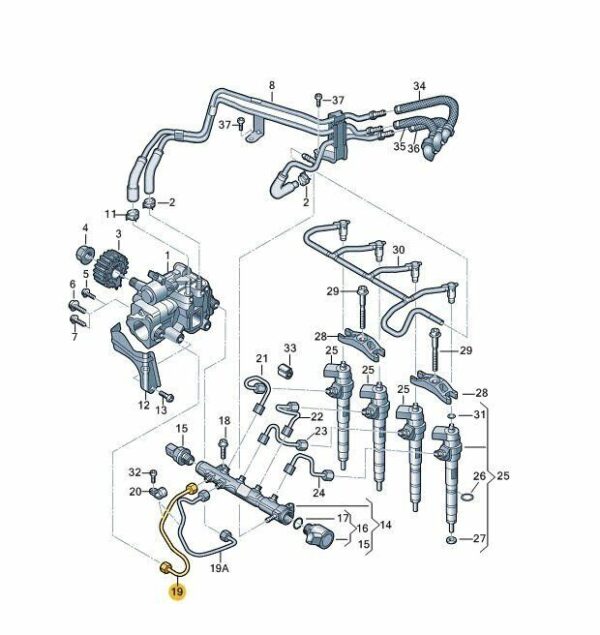 04L130321D - NEW VOLKSWAGEN TRANSPORTER T6 FUEL RAIL PRESSURE PIPE 04L130321D ORIGINAL