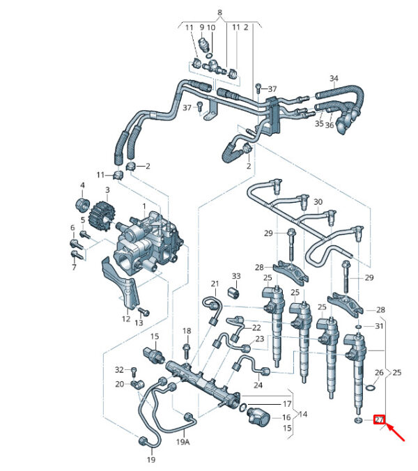 04L130519B - VW TRANSPORTER VI T6 Fuel Injector Seal Ring 04L130519B NEW GENUINE